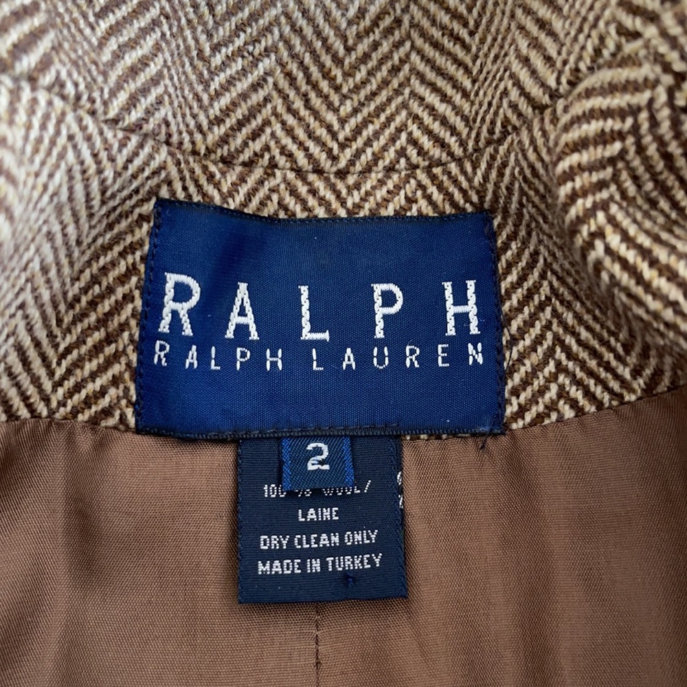 Ralph Lauren Blue Label Brown Wool Herringbone Blazer Jacket Tailored - Picture 6 of 13